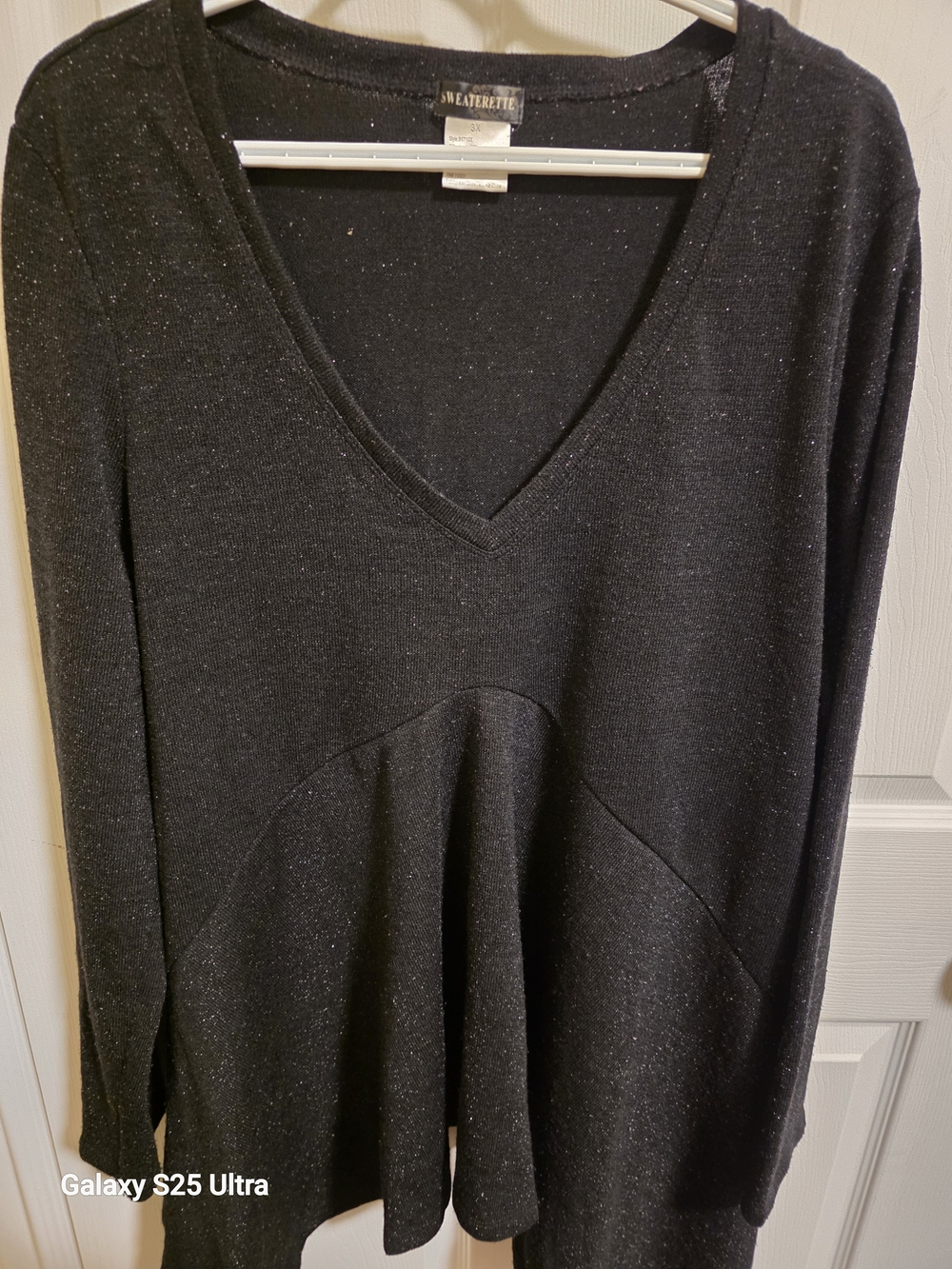 Black V-Neck Peplum Knit Dress